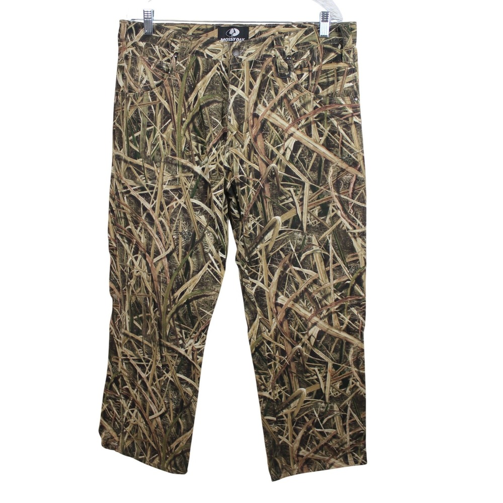 Mossy Oak Shadow Grass Blades Camo Hunting Pants Mens 36x30 Cotton Brown Tan